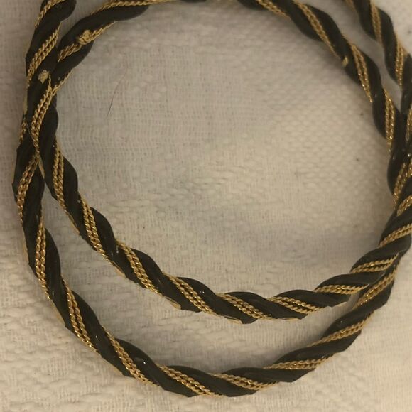 5/$25 SALE Set of Two (2) Braided Twist Gold and Black Tone Bracelets - Picture 2 of 5